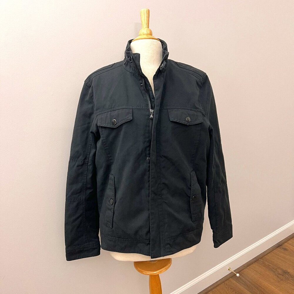 Kenneth Cole Black Moto Style Insulated Field Jacket Sz M
